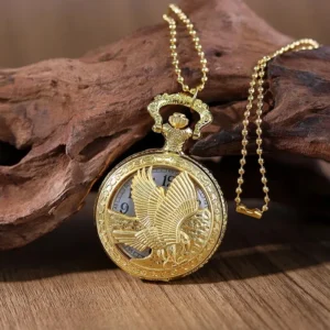 Fashion Men Women Hollow Eagle Quartz Pocket Watch Necklace Luxury Gold Pendant Gifts
